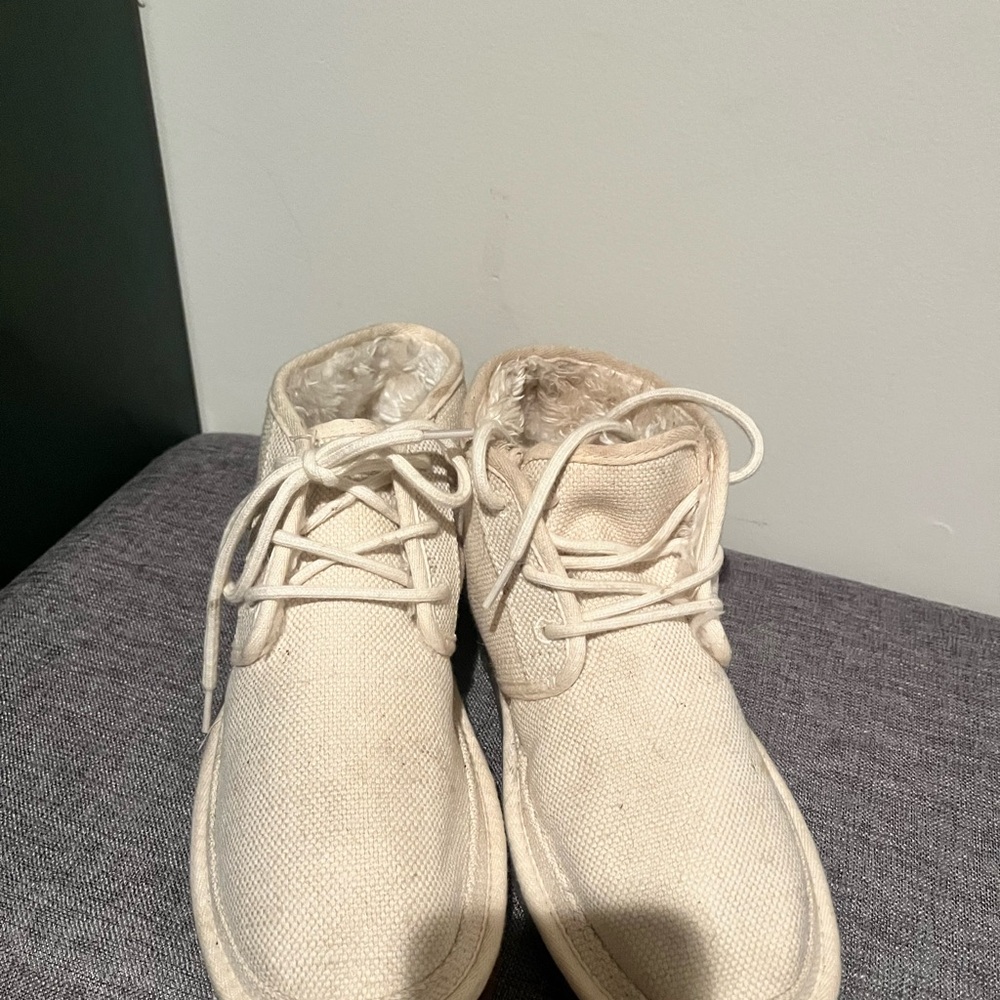 UGG Cream Lace-Up Ankle Boots